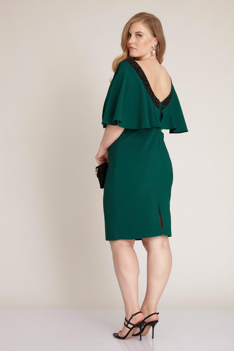 Green plus size short sleeve midi dress